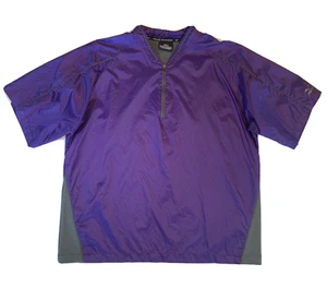 Mizuno Teamwear 1/4 Zip Warm Up Shirt Mens Medium Short Sleeve M Vented Purple - Picture 1 of 10