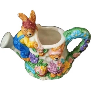 Bunny Pitcher For Kid Mercures 1998. Tea Set Bunny On Top Floral Spring Design - Picture 1 of 7