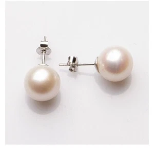 Orecchini perla naturale acqua dolce chiusura oro bianco 18 Kt varie dimensioni - Bild 1 von 2