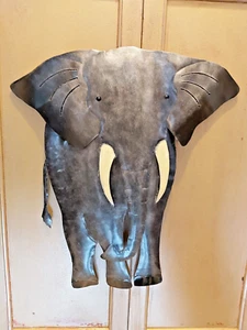 GRANDE TARGA ARTE DA PARETE ELEFANTE IN FERRO RICICLATO - Foto 1 di 12