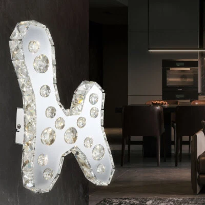 LED Lampada Parete Cromo Ess Camera Specchio Illuminazione Cristallo Argento - Immagine 1 di 4