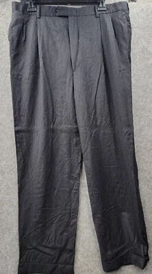 Hart Schaffner Marx Studio Mens Black Pleated Dress Pants Size 36 has flaw - Image 1 of 4