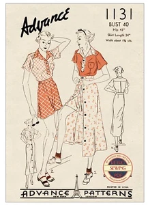 1930s Three-piece Playsuit Vintage Sewing Pattern Bust 40 - Picture 1 of 2