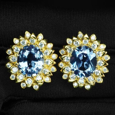 Pendientes hechos a mano de plata de ley 925 de oro de 24 quilates cambio de color alejandrita 9,05 quilates Foto 1 de 4