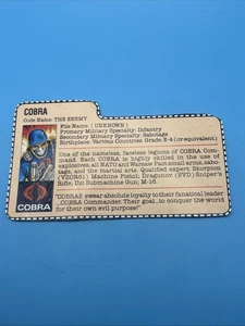GI JOE 1982 V1 COBRA OFICIAL EL ENEMIGO BRAZO RECTO TARJETA DE ARCHIVO - Imagen 1 de 2