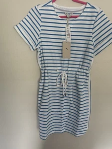 Abito Tommy Bahama Jovanna a righe con zip davanti nuovo con etichette $128 taglia small bianco blu canale - Foto 1 di 5