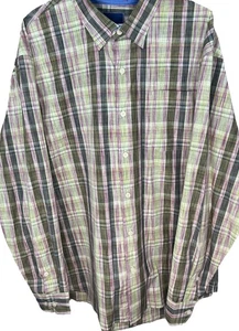 Tommy Bahama Shirt Mens XXL Tropical Plaid Long Sleeve Hawaiian Button Up Cotton - Picture 1 of 18