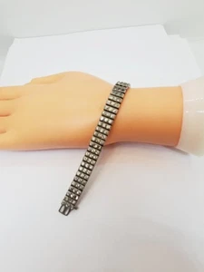 ANTIQUE Art Deco Sterling Silver Clear Rhinestone Tennis BRACELET (99) - Picture 1 of 7