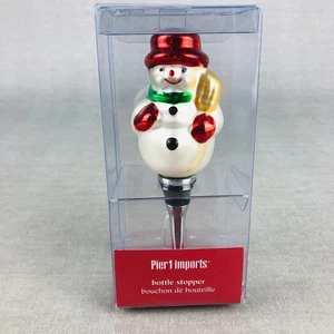 Pier 1 Importaciones MUÑECO DE NIEVE Tapón de Botella Vino Licores Nuevo Navidad Vacaciones Invierno - Imagen 1 de 7