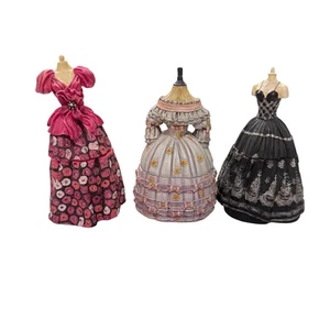 Vintage Victorian Dress Form Trinket Boxes Set of 3 Resin Figurines 5" preloved - Picture 1 of 20