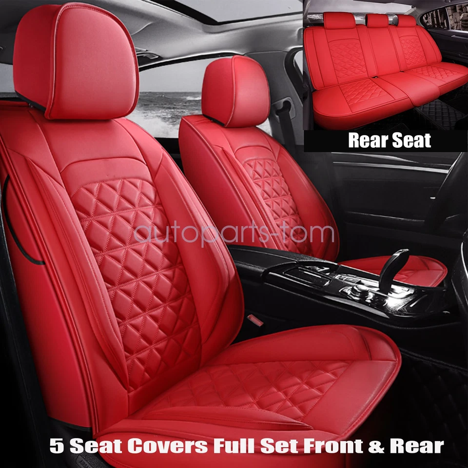 5 Seats Full Set Car Seat Covers PU Front + Rear Cushion For Infiniti QX56 QX60 - Image 1 of 4
