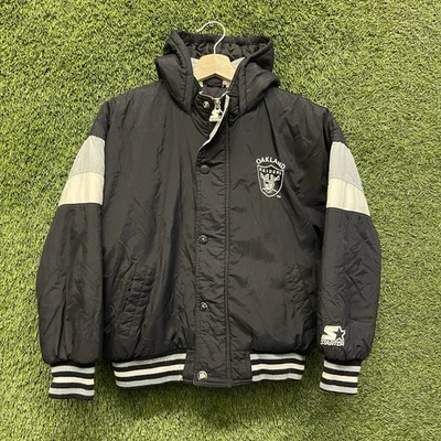 Винтажный 90-х стартер Oakland рейдеры НФЛ куртка молодежи Kids M пуховик парка LA LV - Изображение 1 из 4