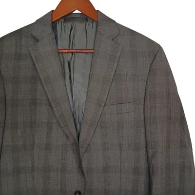 Calvin Klein Blazer мужской 38L серый клетку 100% шерсти Sport пальто костюм куртка недостаток - Изображение 1 из 4