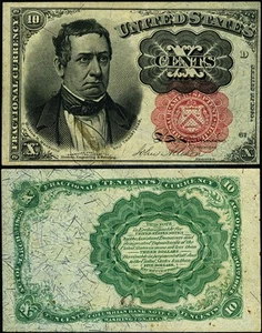 FR. 1265 10 c. 5th Issue Fractional Note Long, Thin Key AU - Picture 1 of 3