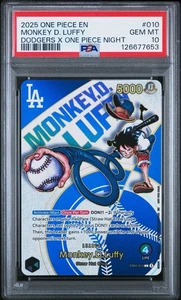 2025 ONE PIECE PROMOS DODGERS X ONE PIECE NIGHT #010 MONKEY D. LUFFY PSA 10 #010 - Bild 1 von 3