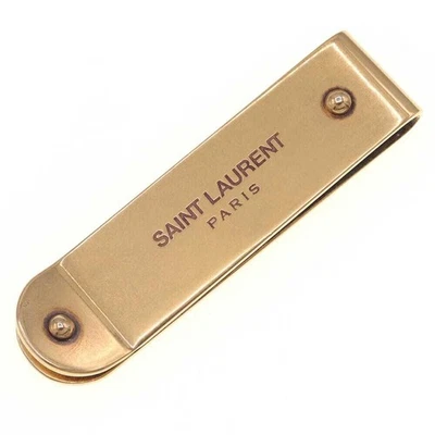 SAINT LAURENT Money Clip Bill Color Gold Plain Logo Engraved Metal Used - Image 1 of 4