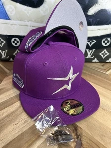 New Era Hat Club Selena Houston Astros Purple Fitted 7 3/8 With Pin Rare Grail - Picture 1 of 6
