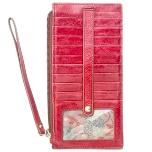 Hobo Kimi Leather Card Stacker Wristlet Scarlet Holds 10 Cards - Picture 1 of 5