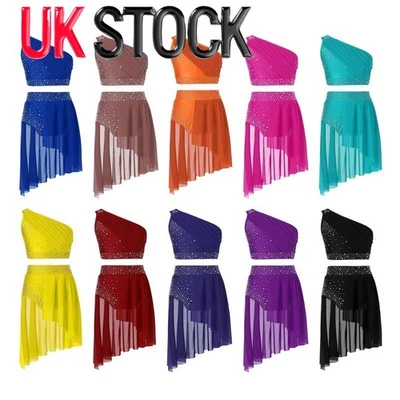 Kids Girls 2 Pieces Ballet Dance Jazz Lyrical Dance Costumes  Leotard Dancewear - Image 1 of 2