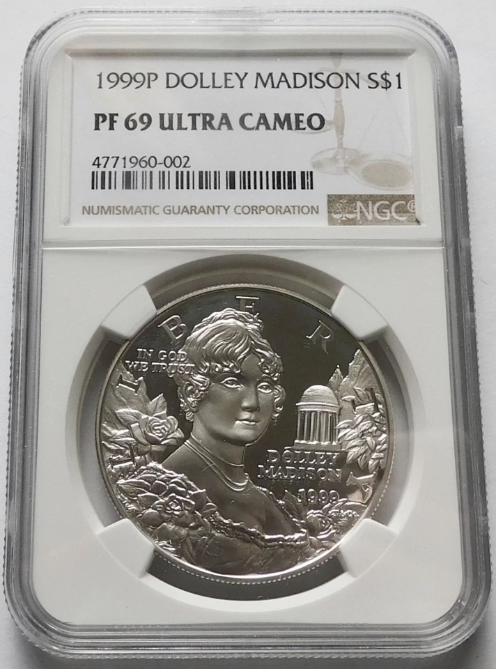 1999P Dolley Madison S$1 Silver Commemorative Dollar Coin - NGC PF 69 UCAM - Image 1 of 4