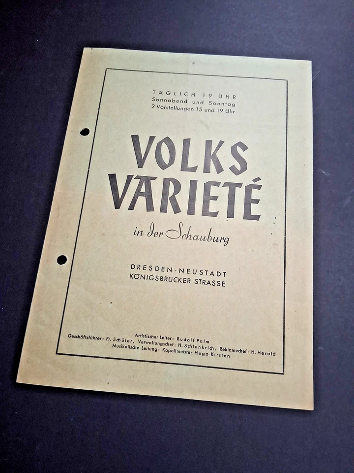 1946c DRESDEN programm VOLKS VARIETÉ in der SCHAUBURG Zauberkünstler sarrasani - Bild 1 von 2