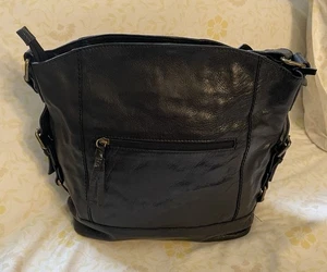 NINO BOSSI Hobo Handtasche Tasche schwarz Leder Schulter - Bild 1 von 8