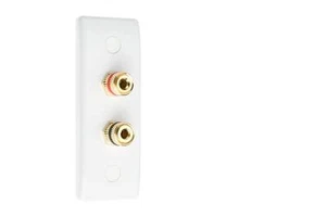 2 post Audio AV Speaker Plate Architrave White Gold 2 Binding Post Non-solder - Picture 1 of 6