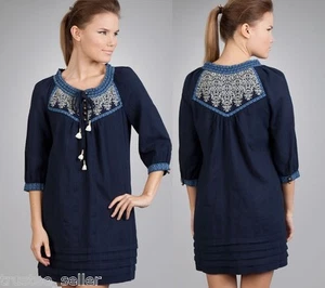 NWT Juicy Couture Fashion Bella Embroidery Boho Regal Blue Tunic Sun Dress - Picture 1 of 3