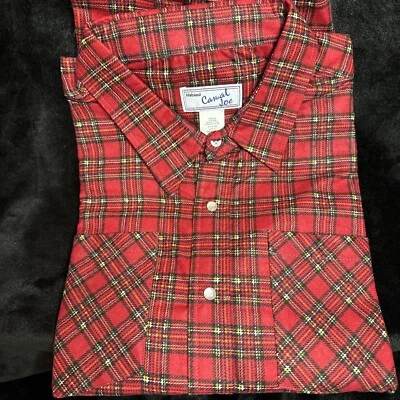 Duke  XL Haband Mens Western Shirt Pearl Snap Plaid Long Sleeve Red Black - Image 1 of 4