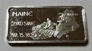 BARRA DE PLATA MAINE DE PLATA FINA DE 1 OZ 999 ESTADO 23 - Imagen 1 de 4