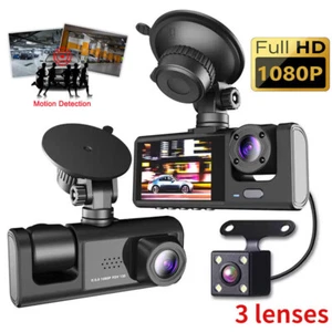 360° 1080P 3 Objektive Dash Camaras De Seguridad Grabadora Para Carro Auto G-Sensor - Bild 1 von 22