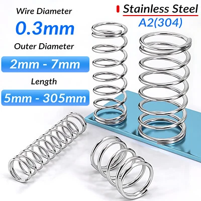 COOBETTER Compression Spring Pressure Small Spring 304 Stainles Steel Wire Dia 0.3mm