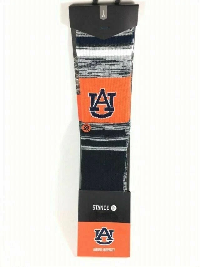 Men's L STANCE NCAA AUBURN University VARSITY Crew Socks Orange Black