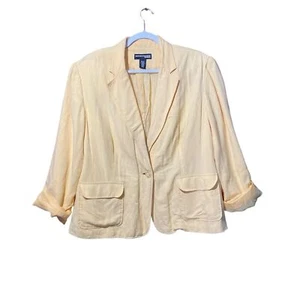Vintage Norton McNaughton Buttercup Yellow Linen Blend Blazer Women's Size 20W - Picture 1 of 16