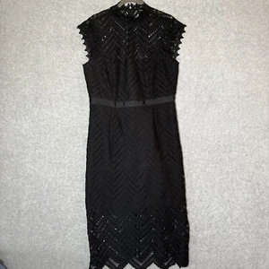 Bardot Kleid Imogen schwarz Spitze Overlay Bleistift Damen M LBD Goth Fee Grunge - Bild 1 von 9