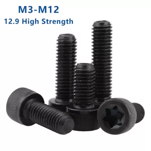 M3/M4-M12 High Tensile 12.9 Torx Screws Hex Head Socket Cap Screws Bolts Black - Picture 1 of 10