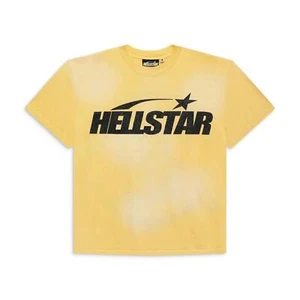 Hellstar Classic Black Glitter Logo T-Shirt Yellow - Picture 1 of 8