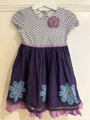 Girls Beautiful Purple Monsoon Flower Dress Age 12-18 Months - Image 1 of 4