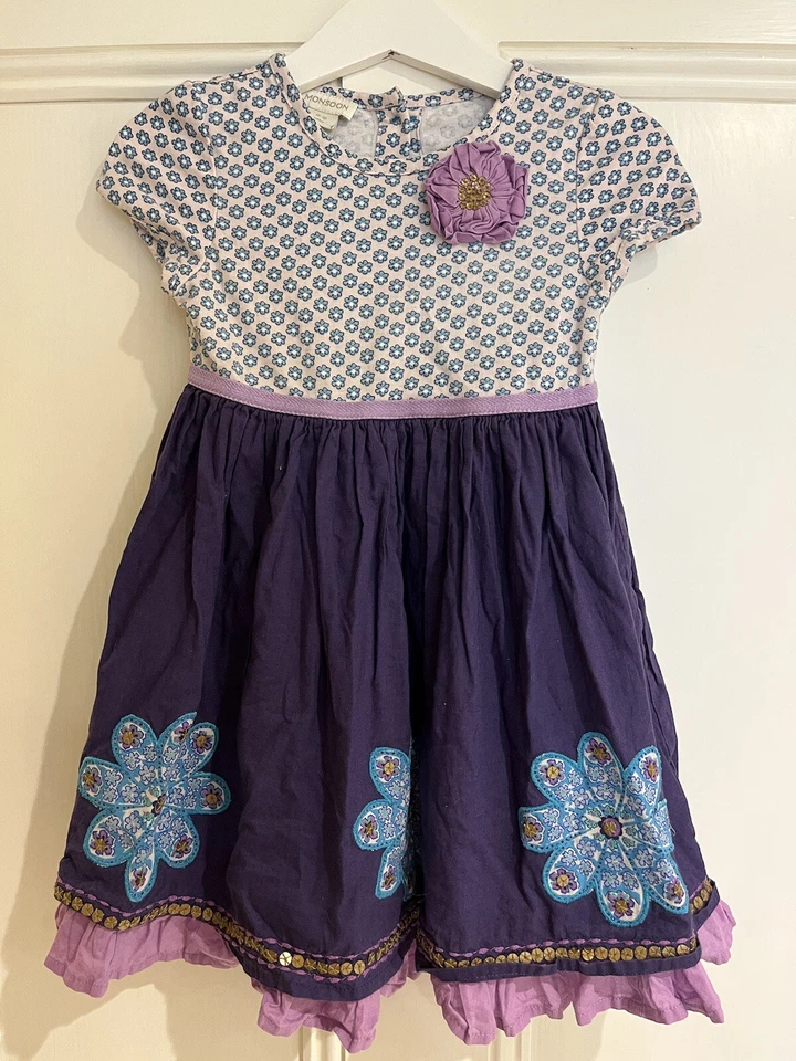 Lindo vestido roxo flor monção para meninas de 12 a 18 meses - Imagem 1 de 4