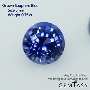 Cut stone - Sapphire Royal Blue Czochralski (Pulled) lab grown, 5mm facet 0.75ct - Picture 1 of 4