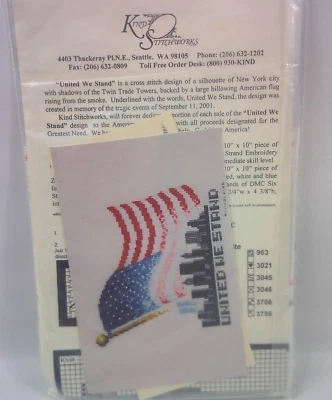 Stitch Shots Kind Stitchworks United We Stand Cross Stitch Pattern w Fabric 2001 - Image 1 of 2
