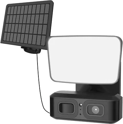 Solar Floodlight Camera Wireless Motion-Activated HD Security 2-Way Talk, Black - Image 1 of 4