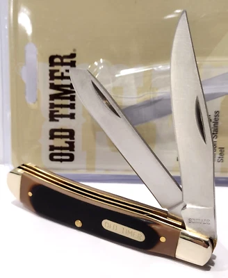 Cuchillo de Bolsillo Plegable Schrade Old Timer Delrin 2 Hojas Gunstock Trapper 94OT Foto 1 de 4
