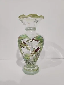 Tracy Porter Vintage Hand Painted 6.5” Glass Bud Holly Glass signed - Picture 1 of 19