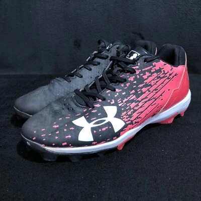 Botines de béisbol Under Armour zapatos deportivos jóvenes 5 años rosa y negro 1278754-064 Foto 1 de 4