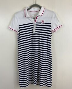 Tommy Hilfiger Dress Womens M Striped Y2K Nautical Polo Crest Short Slv Preppy