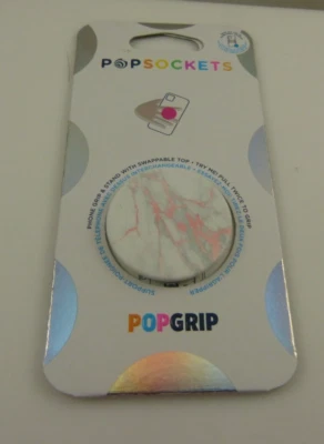 Peach Gray Marble Pop socket phone grip and stand for iphone stand for phone - Image 1 of 4