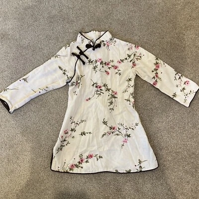 Niñas Qipao Cheongsam Manga Larga Floral Fiesta Princesa Vestido Trajes Talla 5-6 Foto 1 de 4