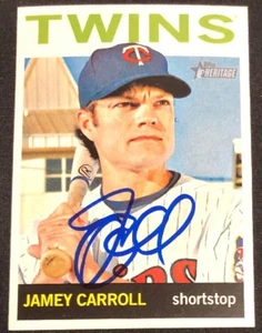 Jamey Carroll Twins 2013 Signed Autographed Topps Heritage Card #196 ~ COA - Picture 1 of 5