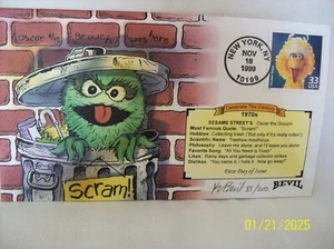 Portada del primer día de Bevil para Plaza Sésamo Oscar el Gruñón 1999 85/200 - Imagen 1 de 1